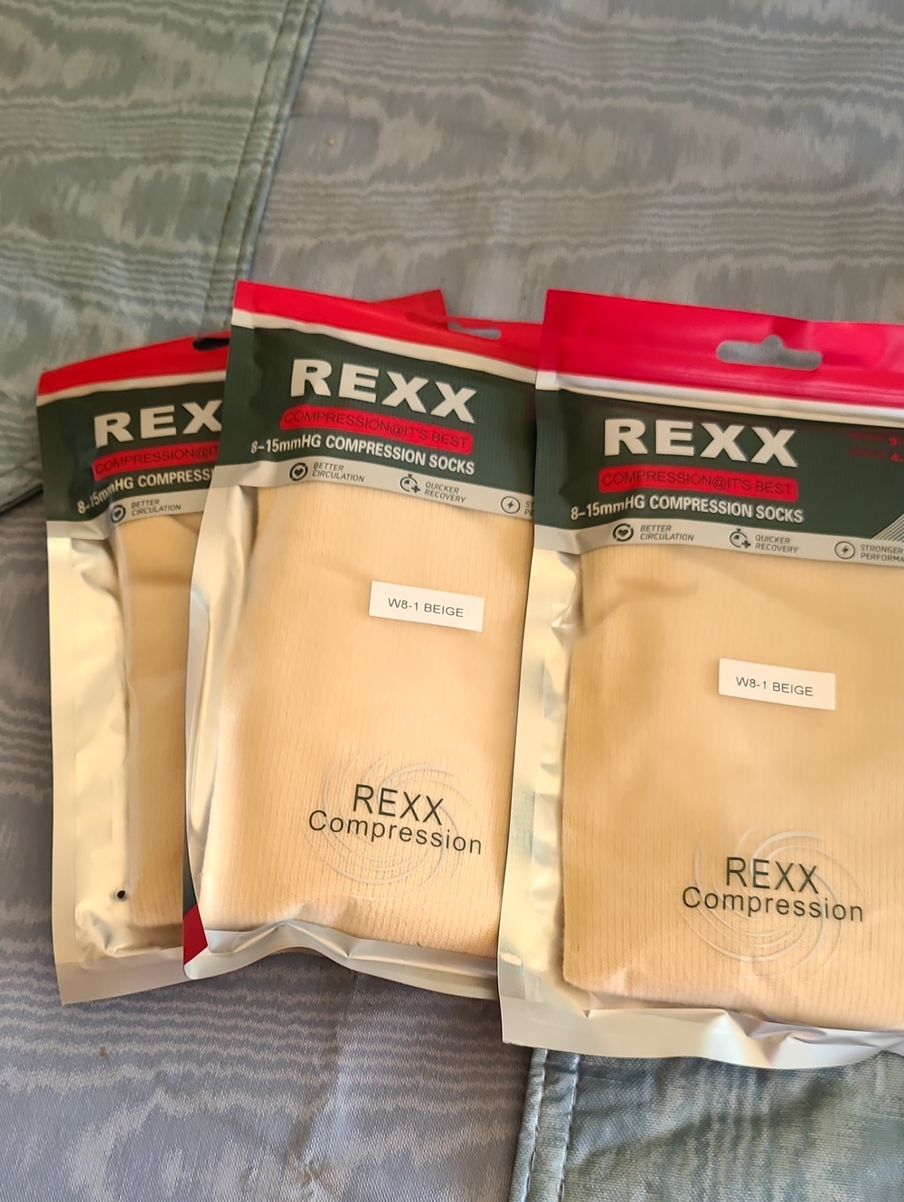 Beige & Black Compression Socks for Women - 8-15mmHg